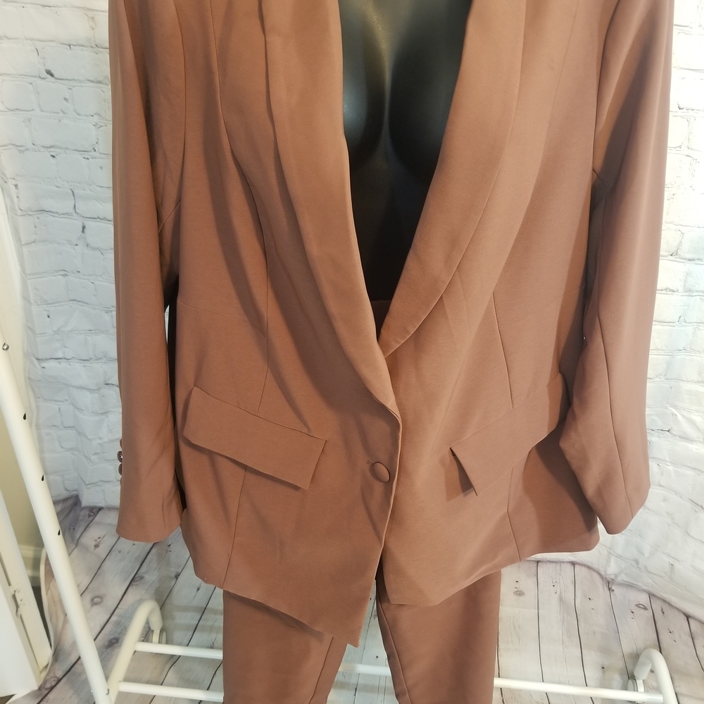 Women's Elegant 2 Pieces Brown Blazer Suit